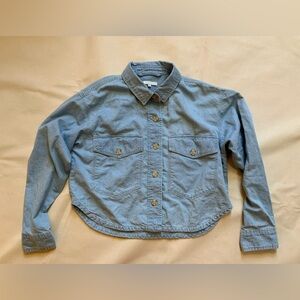 Z Supply Cropped Denim Cotton Shirt M